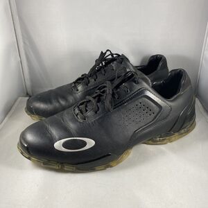 Oakley Carbon Pro Black Golf Shoes Mens Size 10 Waterproof Leather Cleats Logo